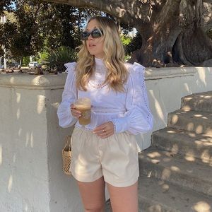 Revolve white lace open back blouse